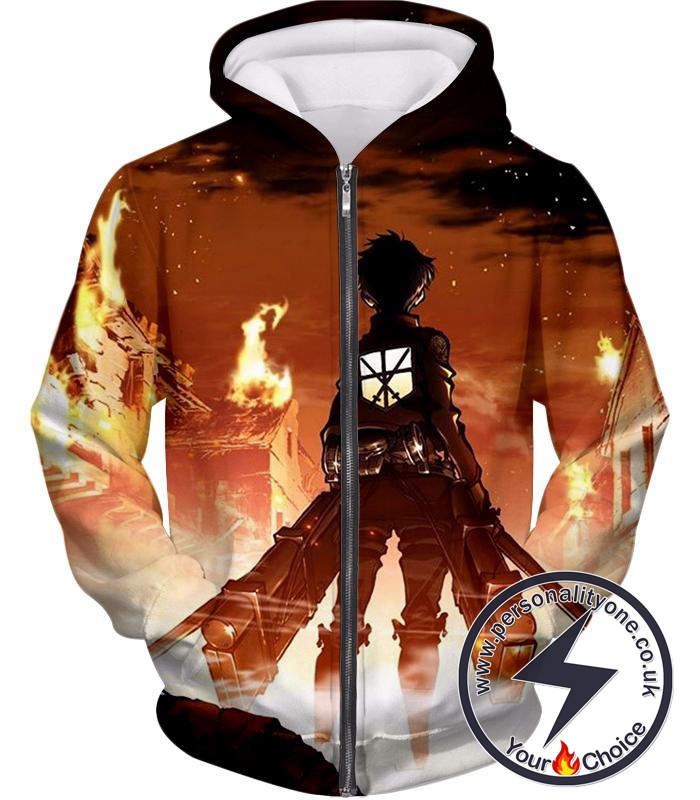 Attack on Titan Military Trainee Eren Yeager Cool Zip Up Hoodie